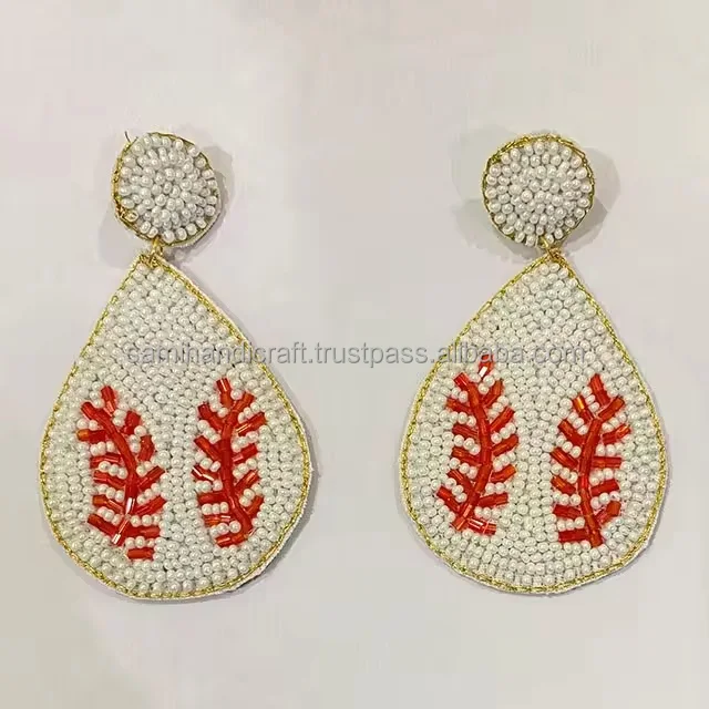 Handcrafted Seed Bead Fashion Earrings Embroidered Anniversary Orthodox Type Elegant Beaded Jewelry Design