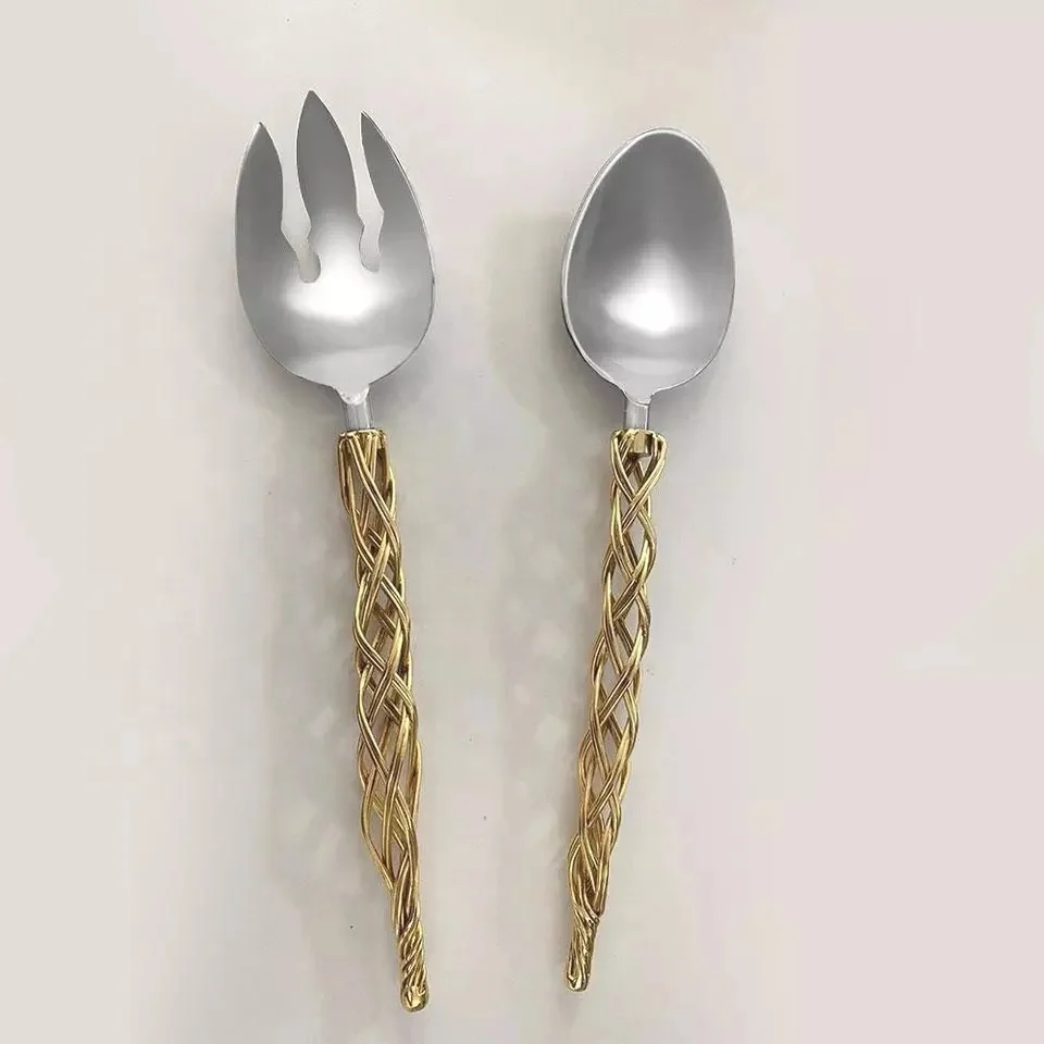 Cutlery Set For Salad Server With Uncommon And shapeliness Metal Wire Design Handle unique luxury look cutlery