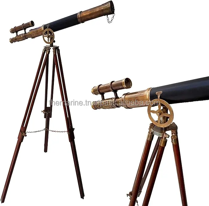 Nautical Telescope Floor Standing Antique Brass Griffith Astro double barrel brown astronomical Telescope with tripod stand