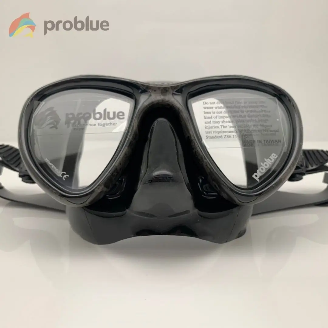 problue MS-249B Black silicone skirt & mask strap 2 window scuba diving masks