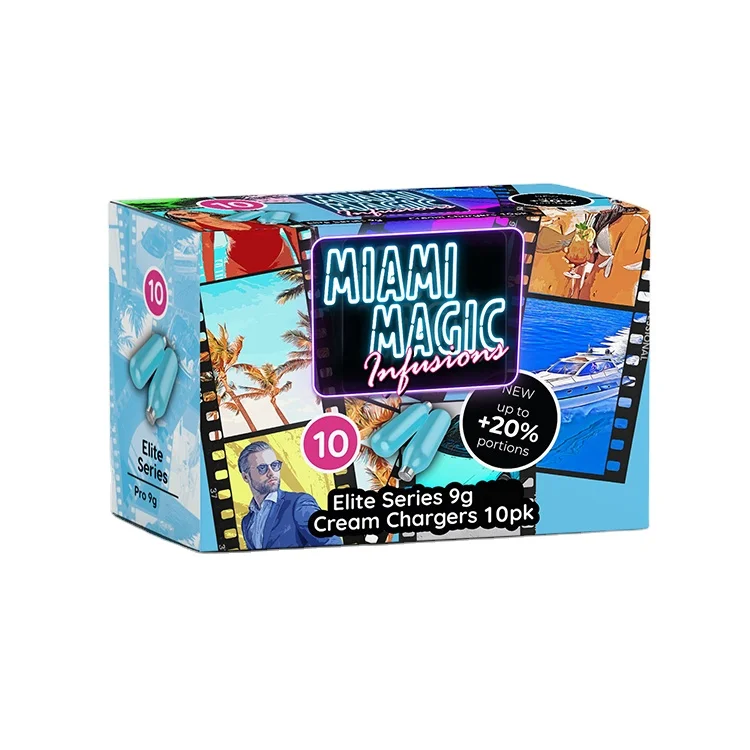 Premium Quality Highly Certified Blue Color 9g Miami Magic Cream Charger in 10 Pack at Nominal Price