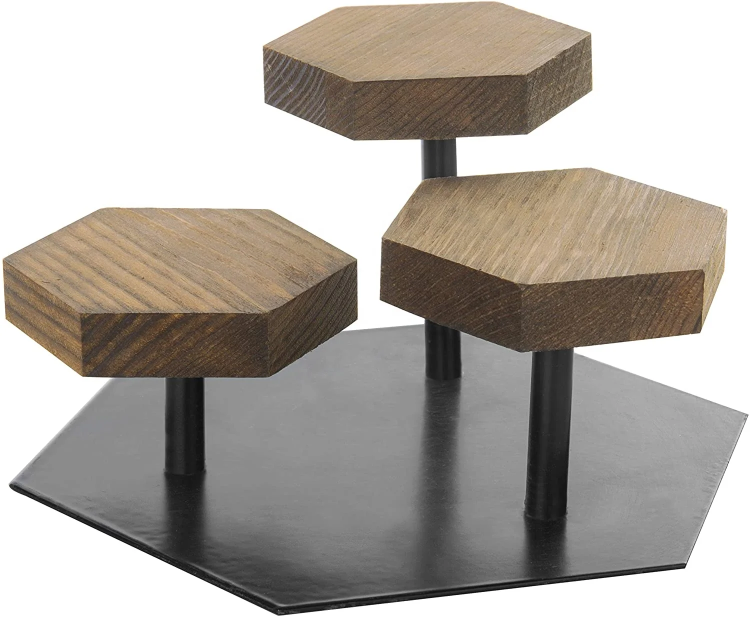 Rustic Distressed Gray on Brown Wood and Vintage Galvanized Silver Metal Tea Bag Holder Dispenser Server Display Rack Tray