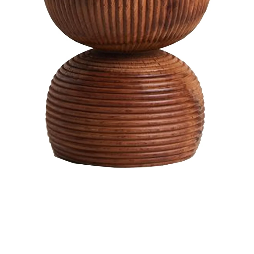 Modern Stool Solid Teak Wood With A Rippled Texture Natural Finish For Living Room Furniture Jati