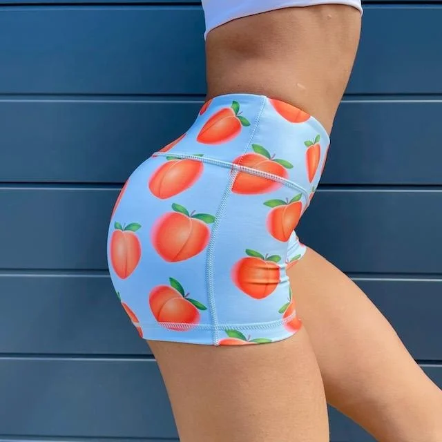 Custom pattern all over printed women shorts High waist women gym shorts booty shorts