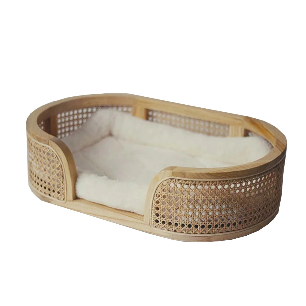 Vietnam Handwoven Rattan Dog And Cat Basket Pet Beds Accessories Handmade Bed Furniture Customized Size