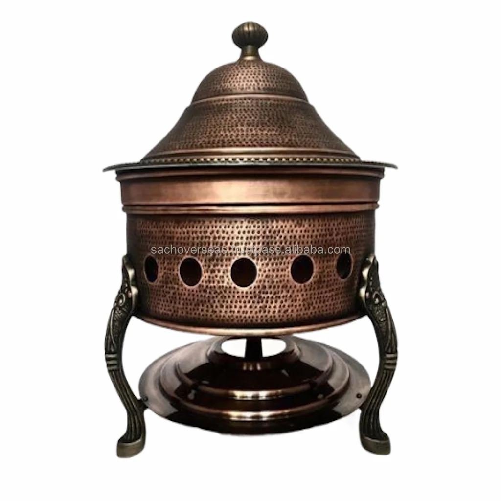Easy Cleaning and Durable Floral Carving Deluxe Gold Polish Metal Chafing Dish, 8L