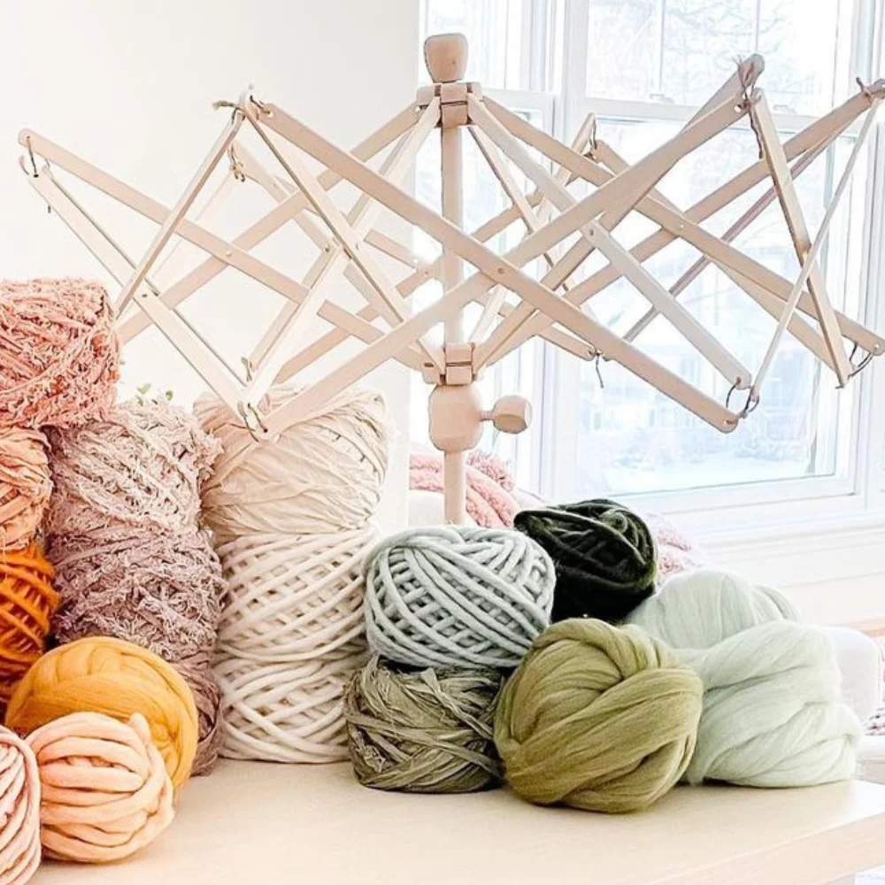 Handmade Umbrella Table Top Clamp based system Yarn Swift, High Quality Yarn Swift Winder 72 cms needleart DIY your brand custom