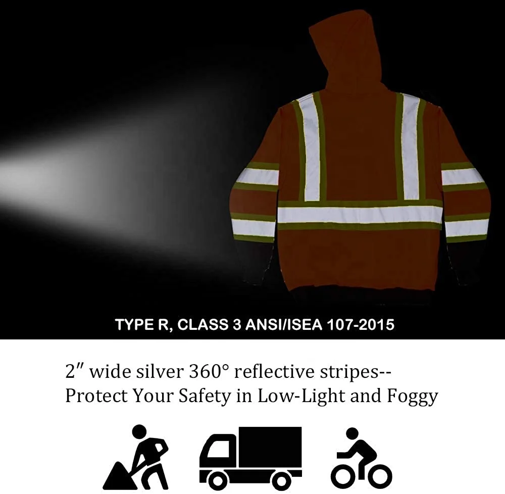  Патруль безопасности куртка мужская ANSI класс 3 высокой видимости светоотражающий логотип свитер с ворсом из шерстяного флиса на молнии Зимняя легкая конструкция