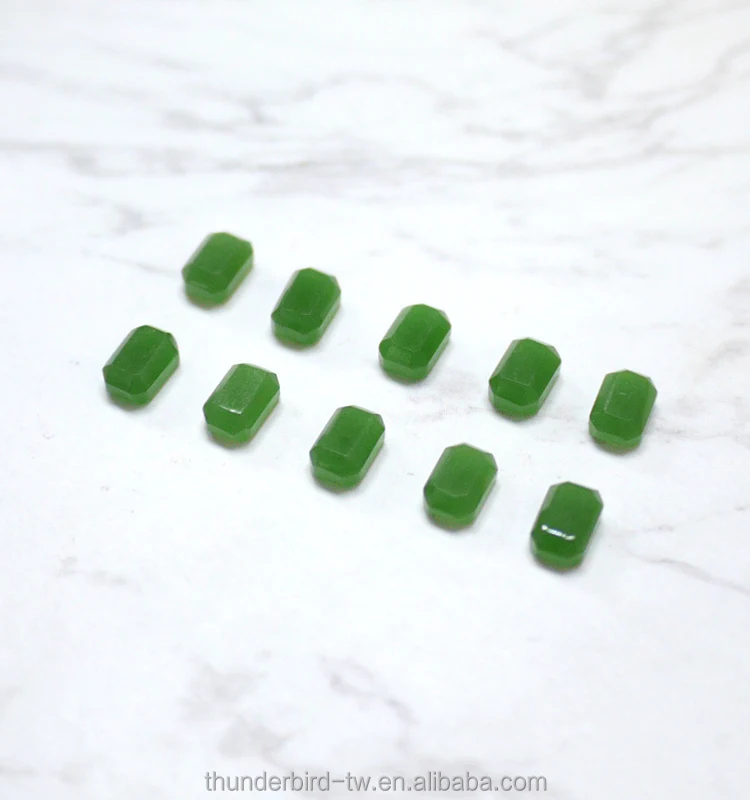 DIY jewelry making  Factory wholesale Real Loose Gemstone Top quality faceted emerald cut natural green nephrite jade