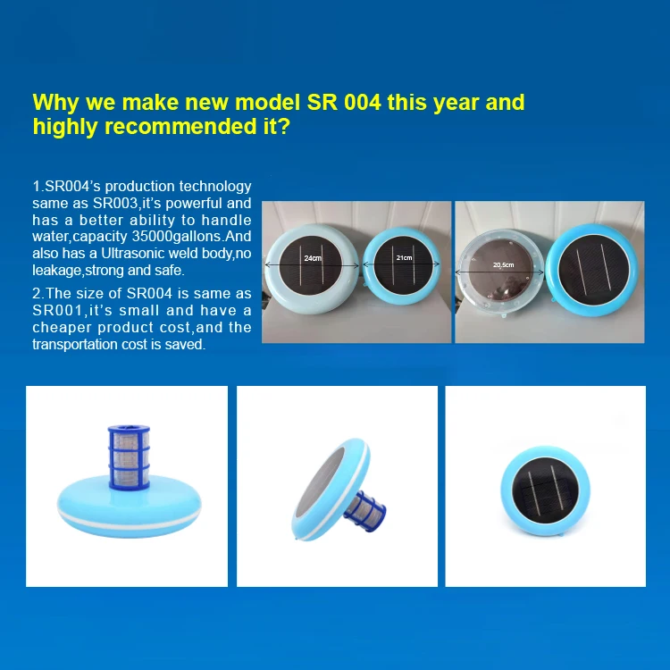 Competitive Price Swimming Pool Water Filter Solar Ionizer Cleaner for Water Park