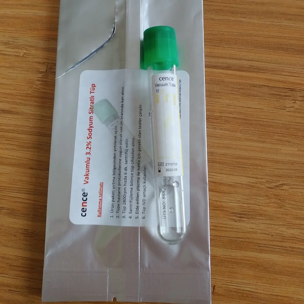 Sterile Plastic (PET) 10ml Vacuum Blood Collection Tube with Sodium Citrate 16*100mm Centrifuge Tube Sterile Packing