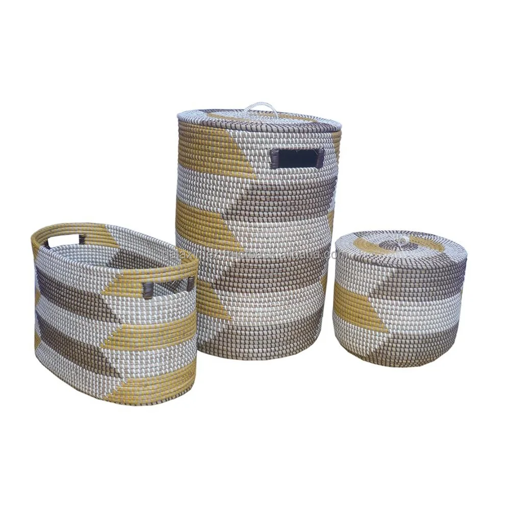 Woven laundry baskets for clothing wholesale made in vietnam for the wholesales seagrass natural products