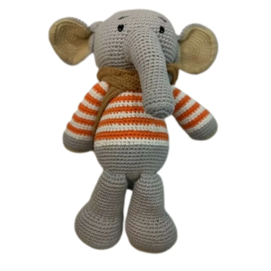 Holiday Decoration Gift Eco Friendly Customized Kids Soft Animal Baby Plush Toy Crochet Stuffed Elephant