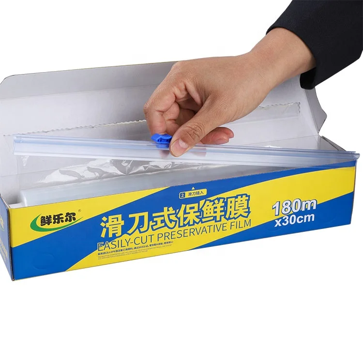 Kitchen Fresh Keeping Vacuum Sealer Saran Wrap Food Grade Cling Film with Slide Cutter
