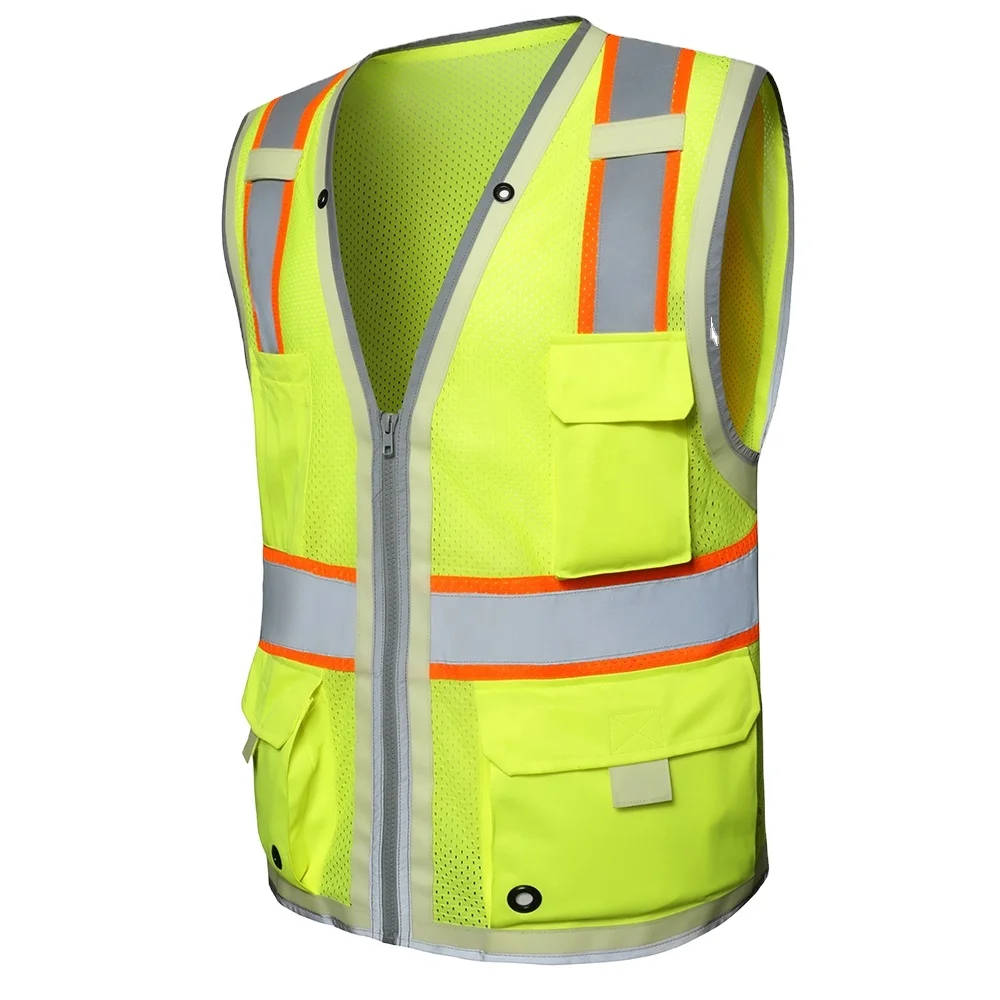 High Visibility Reflective Safety Jacket Custom Logo Clothing With Zipper And Pockets Wholesale Safety Work Vests Clothing