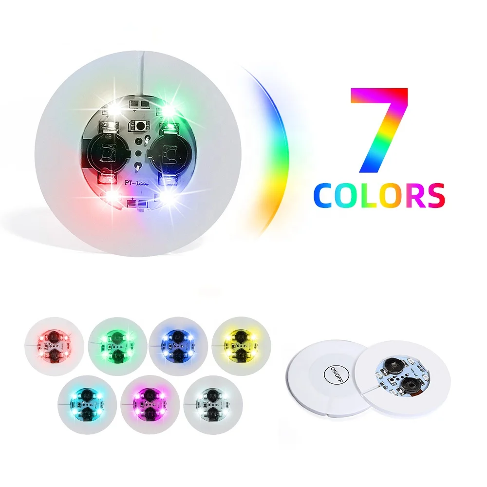 LED Coasters Home Drink Light Liquor Presenter Decor Party Supplies Small Self-adhesive Bottle Sticker LED Bottle Lights
