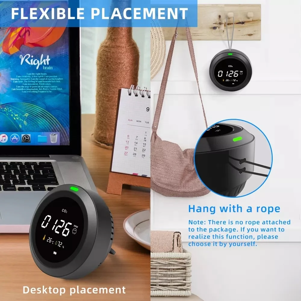 PTH-5 NDIR CO2 детектор перезаряжаемый воздушный монитор наблюдения за качеством углекислого газа с дисплеем температуры и влажности