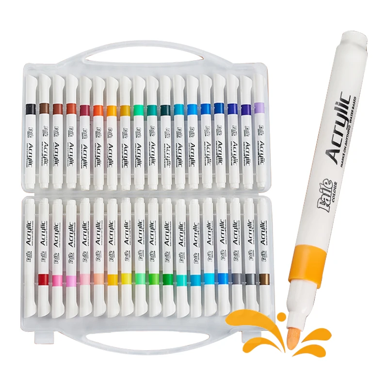 36 Colors Round Toe Tip Acrylic Paint Markers for Rock Painting, Ceramic, Wood, Plastic, Glass, Stone RTS