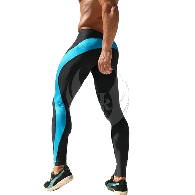 Wholesales Mens Sports Gym Leggings Striped Side Sublimation Tights