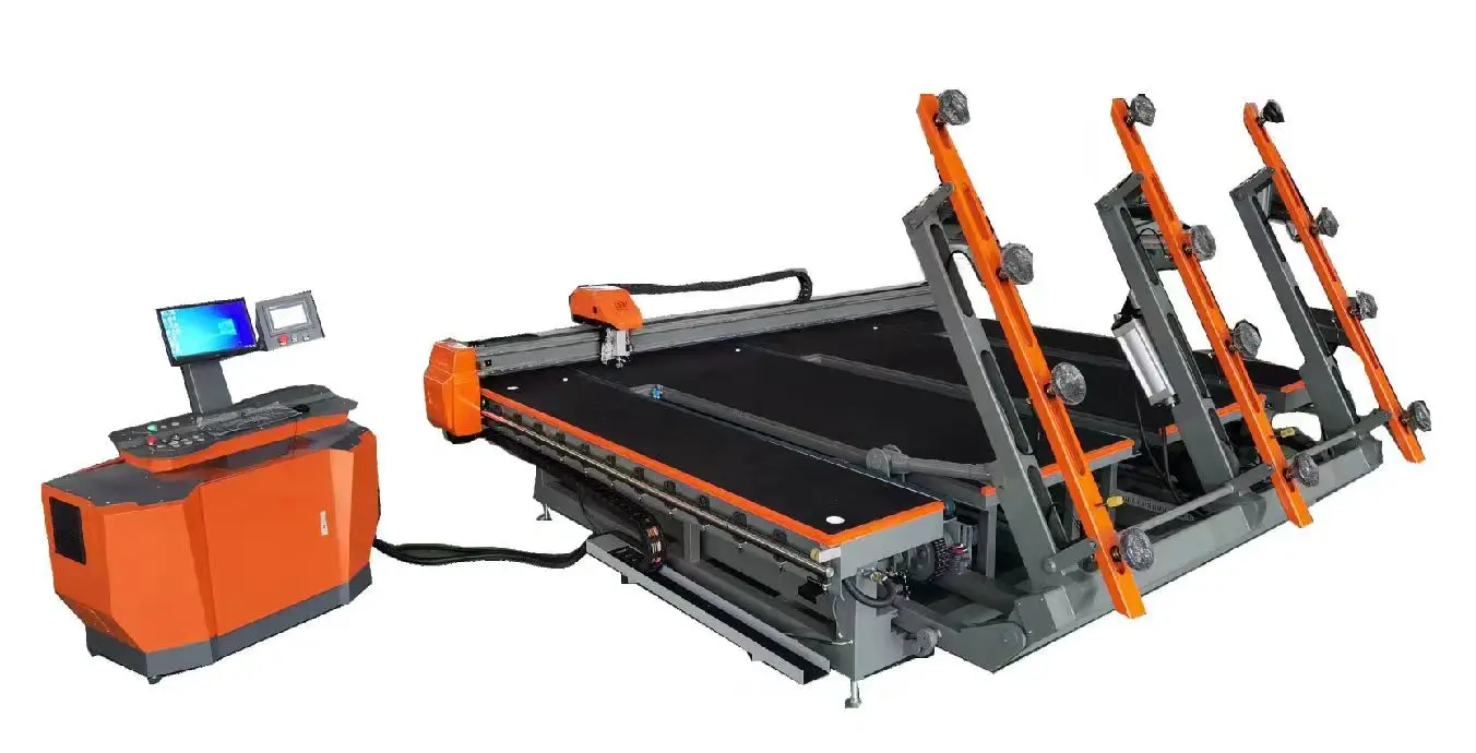 TANPU  With Loading Cutting Table In Glass Processing Industry Full Automatic All-in-one CNC Curtain Glass Cutting Machine