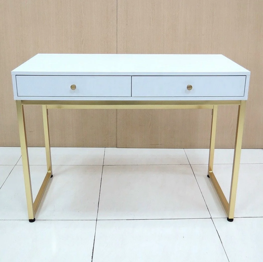 Home Top Simple Study computer desk with drawers modern computer desk with 2 drawers