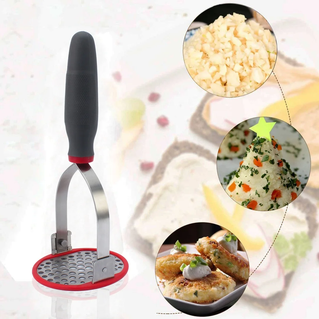 Maisons Kitchen Accessories Heavy Duty Fruits Stainless Steel Potato Masher with Non-Stick Handle