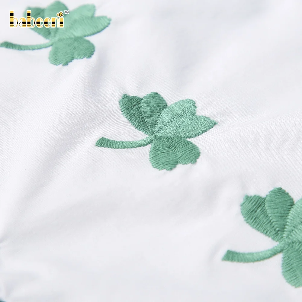 Lucky leaf embroidery girl dress ODM OEM wholesale smocked girl dress high quality - BB2690