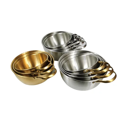 High quality Korean thickened stainless steel double gold ear ramen pot mini hot pot  stainless steel instant noodle pot