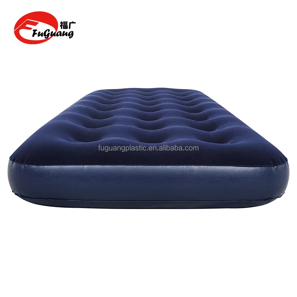 Deluxe Single Flocked Airbed for camping A, Blow up Bed, Camping air Mattress, Outdoor Air Mattress with 24 Coils Beam