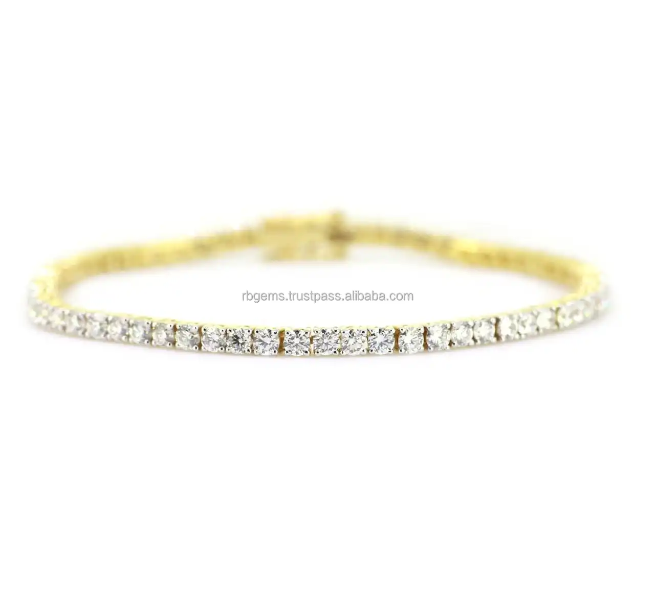 Unisexual Customized Hip Hop Trendy Tennis Bracelet in 10kt yellow gold 9.7 gm and 5.59ct natural diamonds jewelry manufacturer