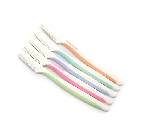 Hot Sell Rubber Non-slip Portable Women Eyebrow Razor Stainless Steel Blades Facial Eyebrow Hair Trimmer Razor Face Shaver