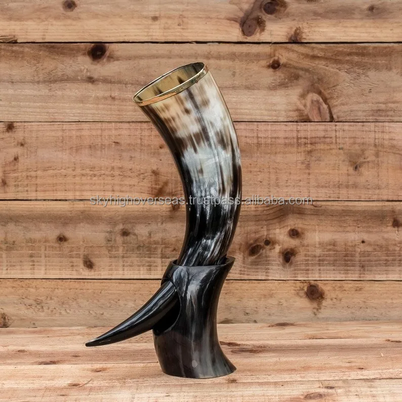 best quality viking horn with leather for party