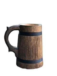 High Quality Eco Friendly Creative Wooden Wine Cup Natural Wood Drinking Beer Mug With Handle For Wholesale