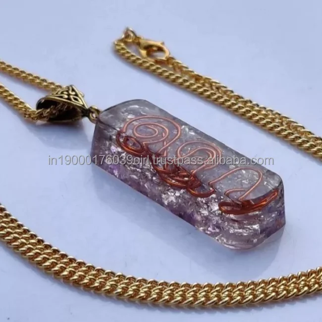 wholesale natural agate stone crystals healing gemstone black tourmaline chips orgone orgonite energy natural pendant necklace