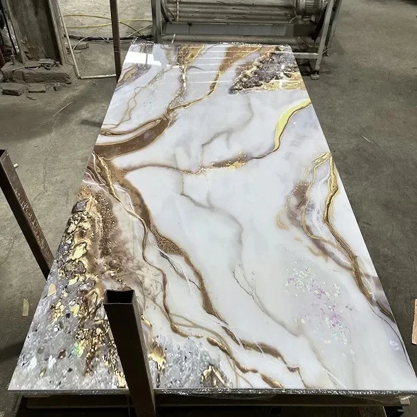 New arrived 4x8 Imitations marble UV wall panel Gloss Laminates artificial marble plastic sheet pvc wall panel manufacturer