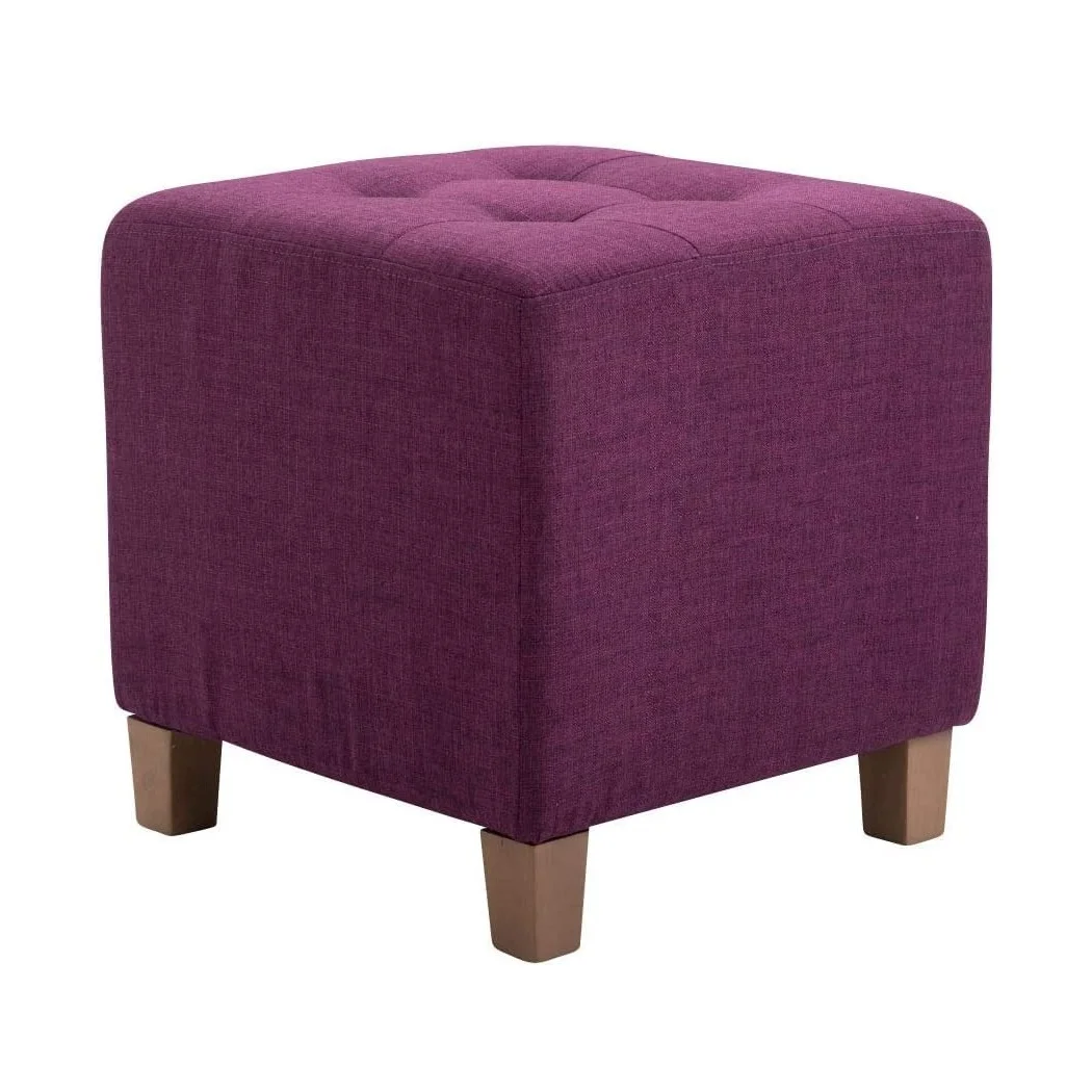 Velvet Wooden Foot Stool Ottoman with Wood Legs Sofa Footrest Extra Seating for Living Room Entryway