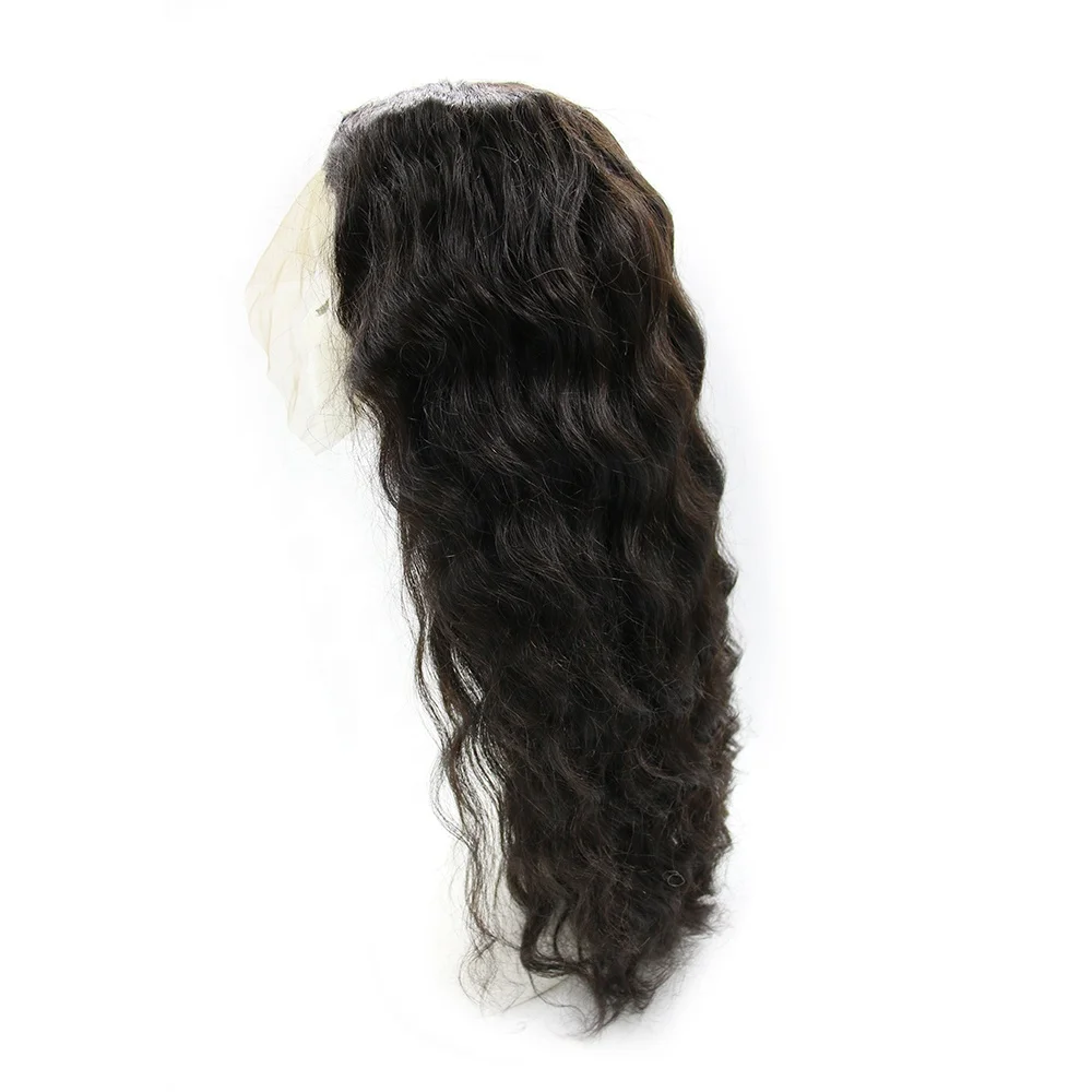 Top sale 100% wigs human hair lace front 18 Inch body wavy natural black color  Grade 12A wholesale price OBM ODM