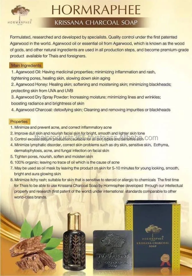 Krissana Herbal Charcoal Soap Anti Acne For Face and Back High Grade From Thailand