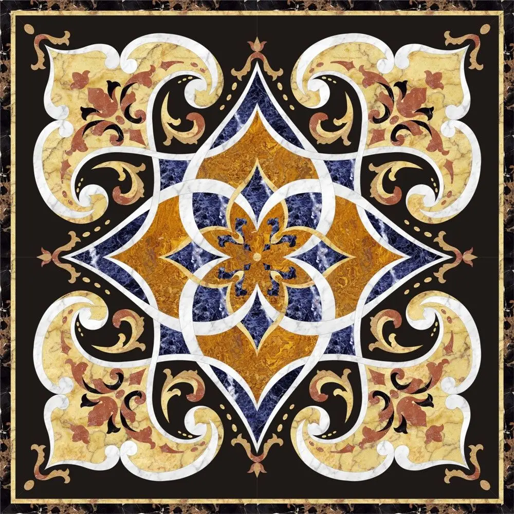 Rectangular Marble Inlay Dining Table Top Micro Mosaic Inlaid Table Top