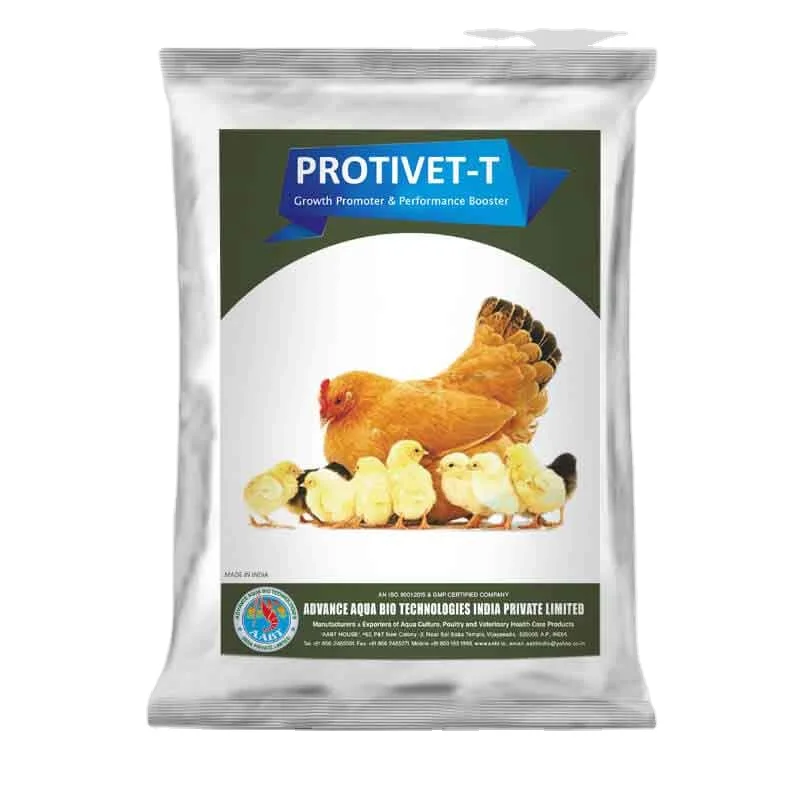 PROTIVET T(Powder) improves body weights egg production growth and disease resistance in poultry breeders layers and broilers.