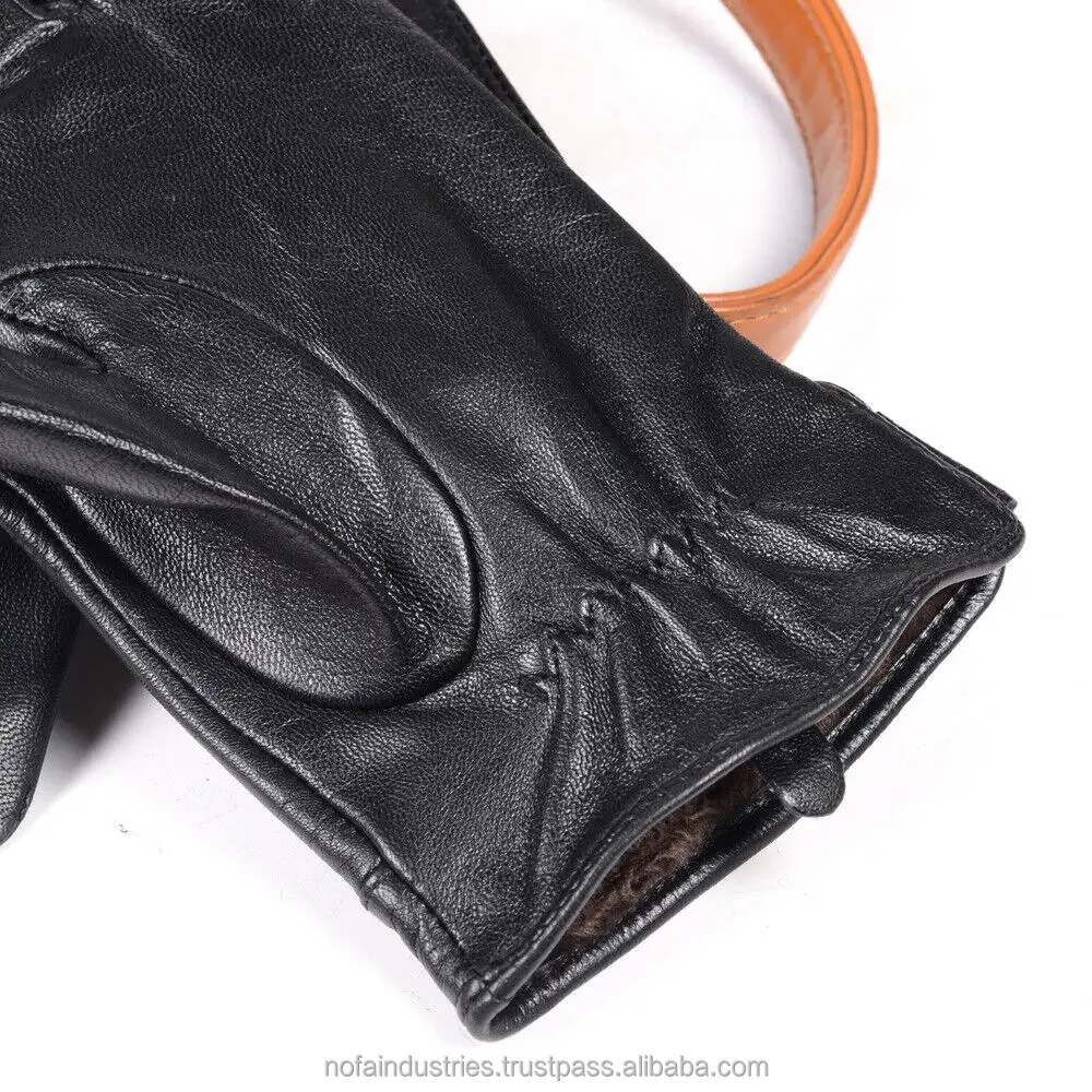 Новые Зимние перчатки для вождения, теплые высококачественные перчатки из натуральной козьей кожи для сенсорных экранов, перчатки для вождения с кнопками на запястье