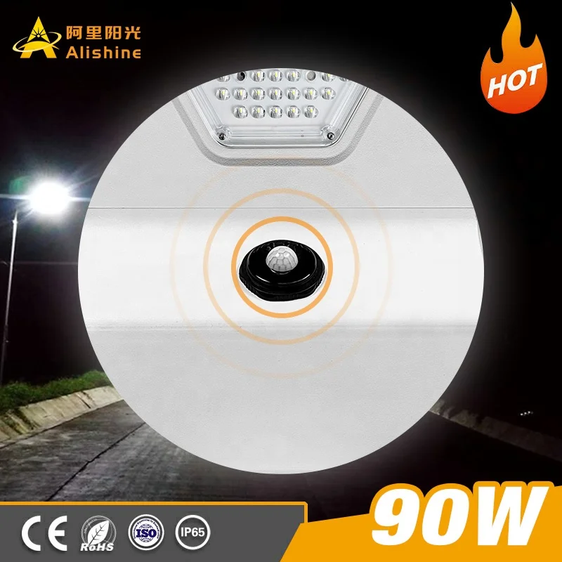 Outdoor Solar Lamp 4 Light Mode Waterproof Motion Sensor Garden Lighting Aluminum Solar Street Light