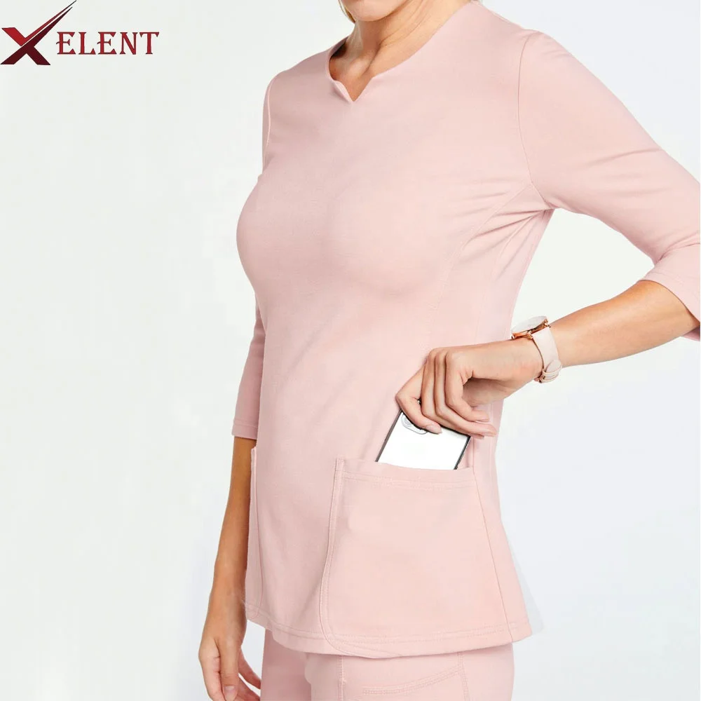 Dropshipping scrub- Polyester/Rayon/Spandex Fashionable Designs New Style Medical Hospital Nurse Uniform medical scrub suit