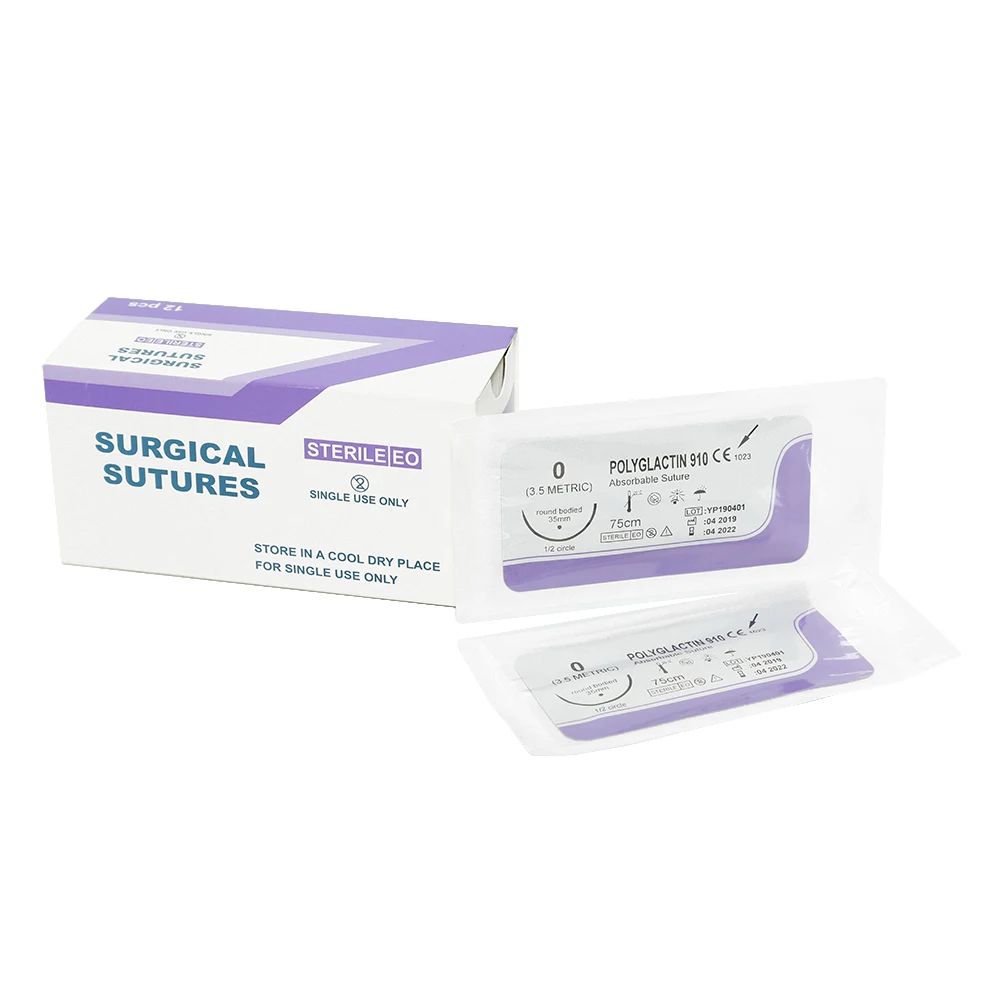 Factory Wholesale Absorbable Surgical Pgla Sutures Polyglactin Suture With Needles