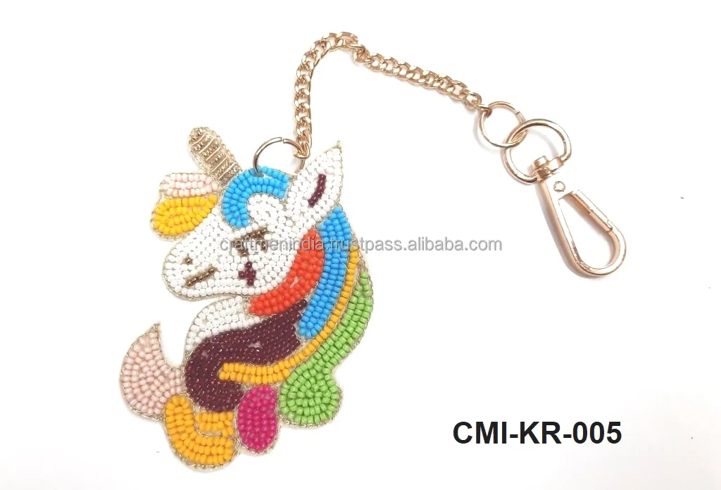 Latest Creative Hello Kitty Beaded Keychain Accessory Handmade Stainless Steel Car Pendant Bag Anime Style Fashion Promotional