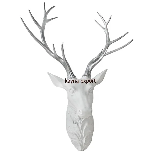decorative wall hanging metal sculpture antique wall deer metal sculpture silver and white finished decorative hanging sculpture