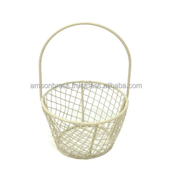 Eco-friendly Handmade Wire Mash Basket Kitchen Storage Basket French Iron Wire Basket for Home Storage