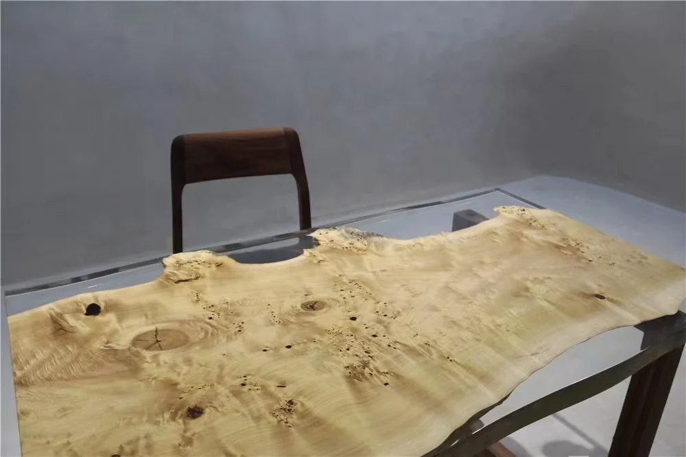 Factory Directly offer solid wood dining table modern design coffee table poplar burl epoxy resin high quality table top