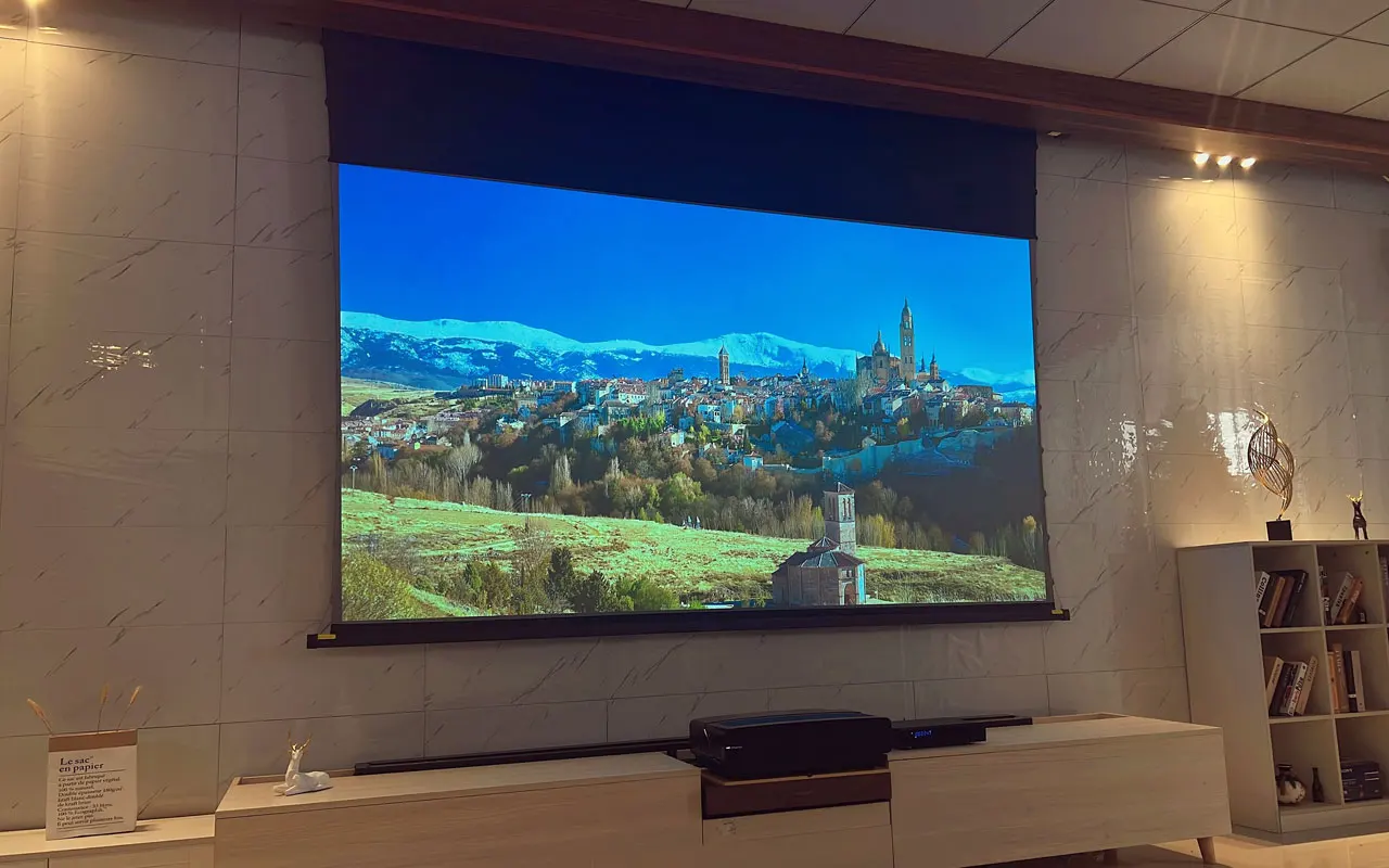 TELON Manufacture Price 150inch ALR Short Throw Fixed Frame Projector Screen with Wide Viewing Angle