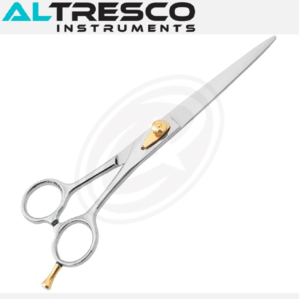 Pet Grooming Shears (Convex/Bevel Edge) Stainless Steel Fixed Finger Rest & Adjustable Screw (Finger Inserts)